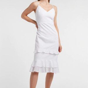Express Eyelet Lace Tiered Ruffle Midi Dress Small